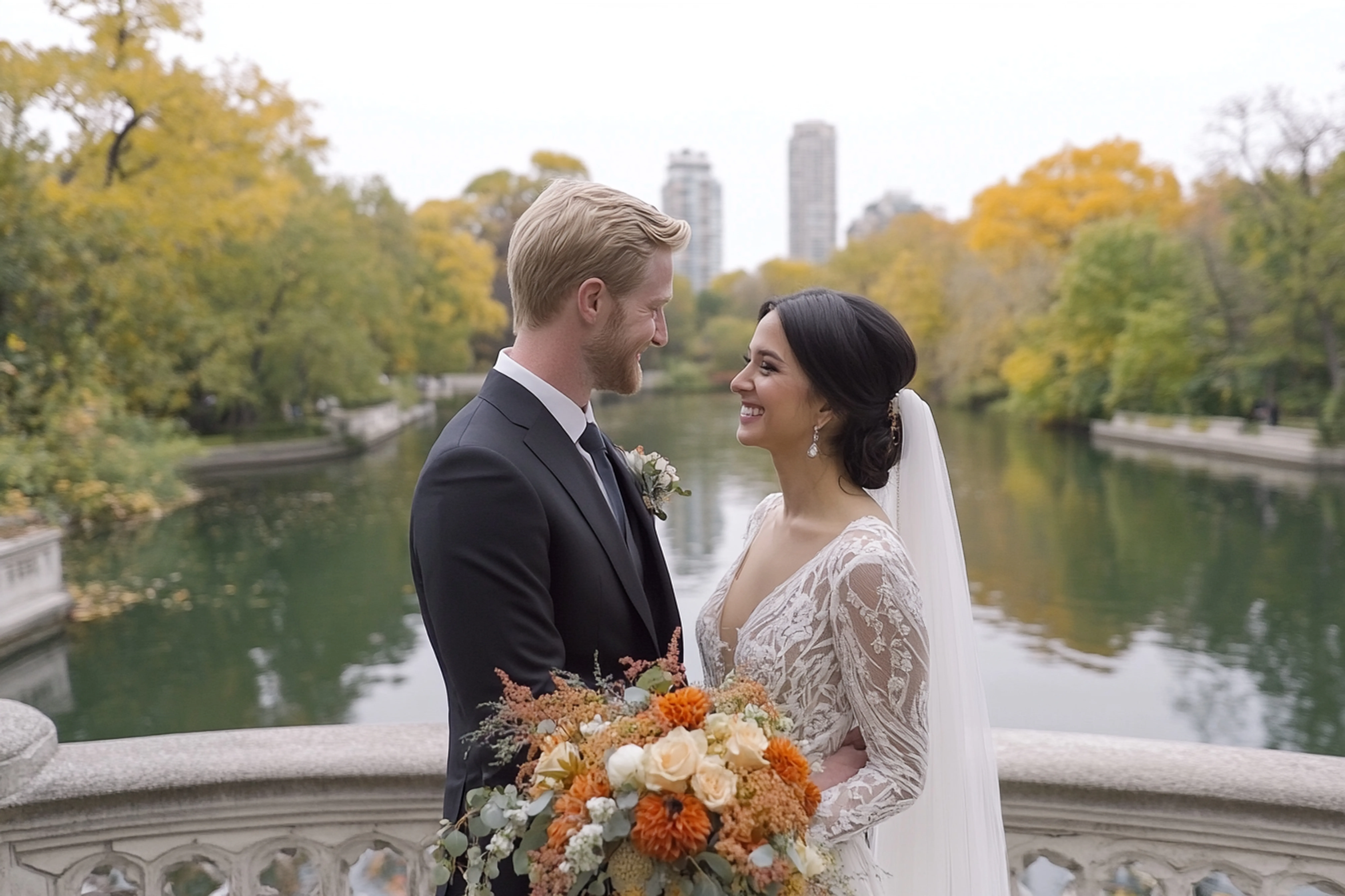 Autumn wedding portrait